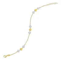14KT DC Heart Station Bracelet Lobster Clasp