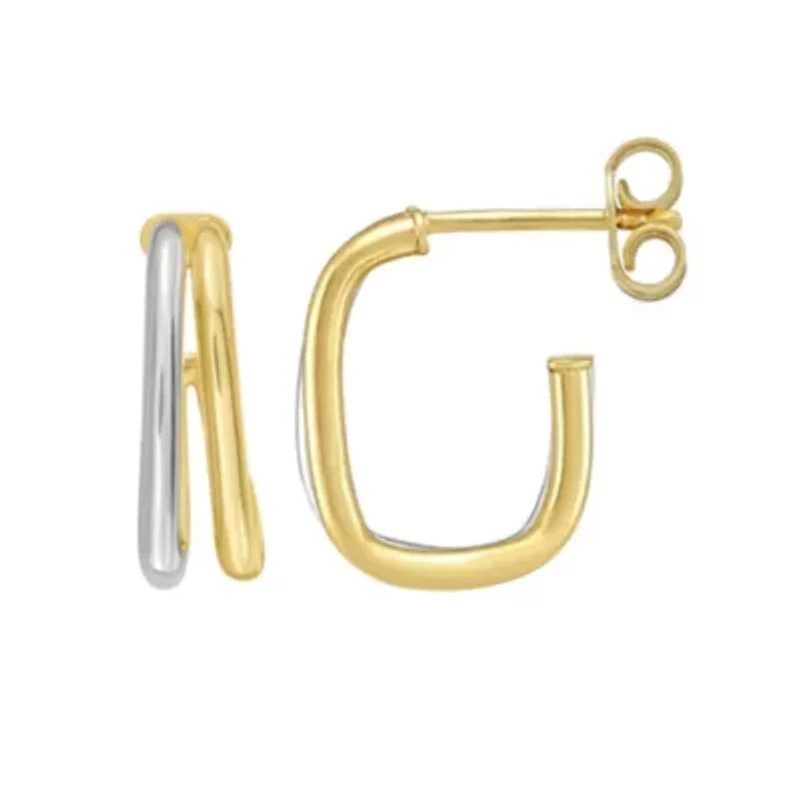 14KT U Shaped Split Hoop Earring