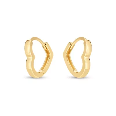 10KY Heart Hoop Earring Snap Clasp