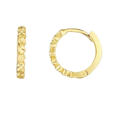 10KY Textured Hoop earring Snap Clasp