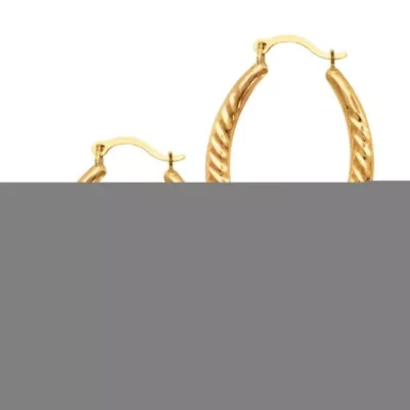 10 Karat Yellow Gold Oval Hoop Earring