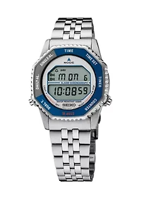 Essentials Stainless Silver Digital White Dial Watch