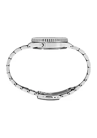 Essentials Stainless Silver Digital White Dial Watch