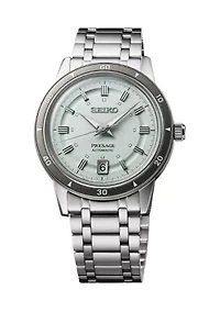 Presage, Style 60's Automatic, Green Dial, Sterling Silver Case & Bracelet Watch 