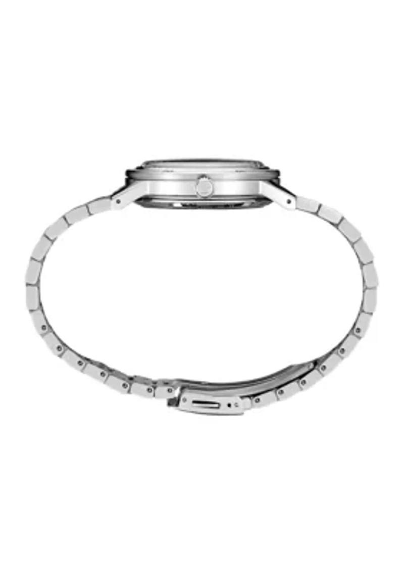 Presage, Style 60's Automatic, Green Dial, Sterling Silver Case & Bracelet Watch 
