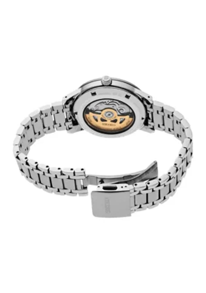 Presage, Style 60's Automatic, Lavender Dial, Sterling Silver Case & Bracelet Watch 