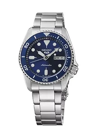 Men's 5 Sports Stainless Steel Blue Dial Watch 