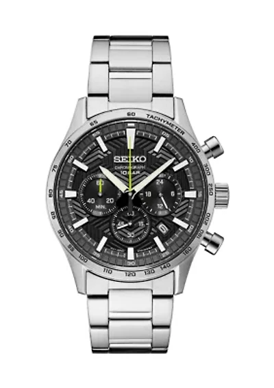 Essentials Stainless Steel Black Dial Watch