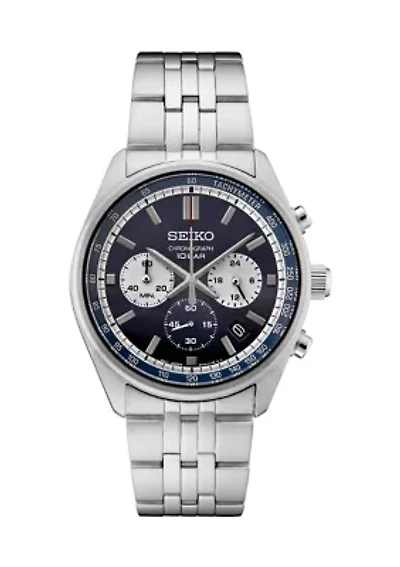 Essentials Quartz Chronograpgh Blue Dial Stainless Steel Case and Bracelet Watch
