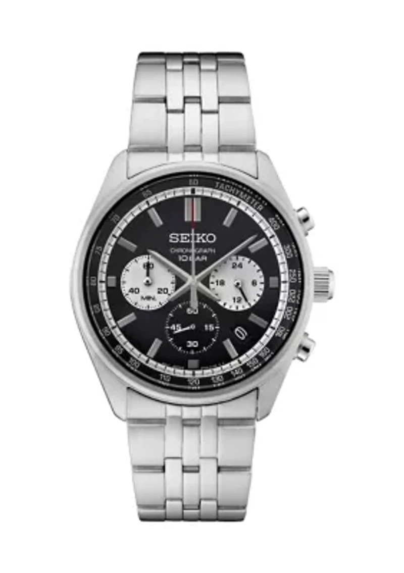 Men's Essentials Quartz Chronograph Black Dial Stainless Steel Case and Bracelet Watch