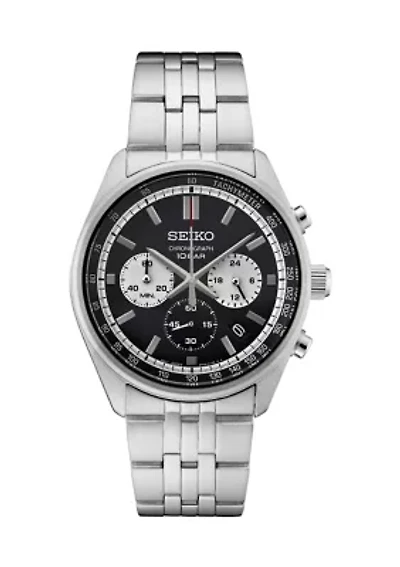 Men's Essentials Quartz Chronograph Black Dial Stainless Steel Case and Bracelet Watch 