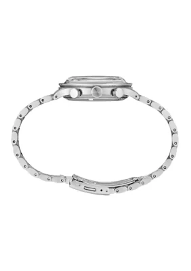 Essentials Watch with Quartz Chronograph, Stainless Steel Case and Bracelet, Green Dial