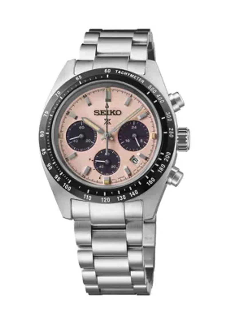 Prospex Speedtimer Stainless Steel Solar Chronograph Pink Dial Watch