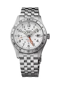 Seiko 5 Sports Stainless Steel Automatic GMT White Dial Watch