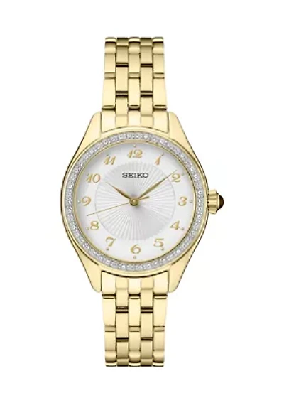 	  Women's Crystals Yellow Gold Tone Stainless Steel Quartz Watch 