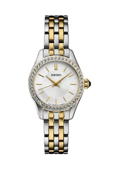 Essential Quartz Crystal Bezel Two Tone Case Watch