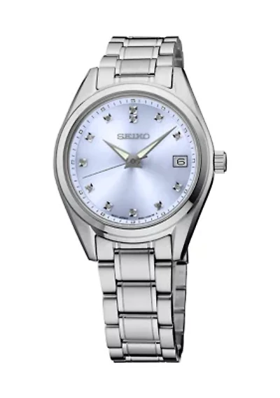 Stainless Steel Diamond Blue Watch