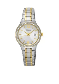 Women's Two Tone Crystal Bezel Dress Watch