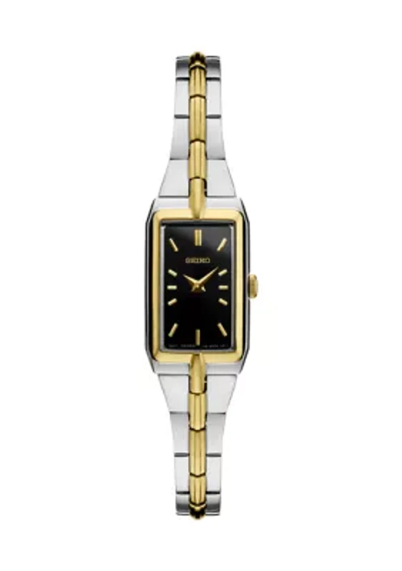 Two Tone Sterling Silver Black Dial Watch
