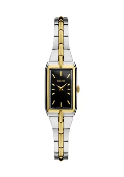 Two Tone Sterling Silver Black Dial Watch
