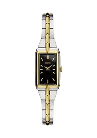 Two Tone Sterling Silver Black Dial Watch