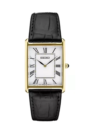 28 Millimeter Quartz Gold Tone Leather Band Watch