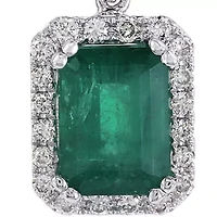14k White Gold Emerald and Diamond Earrings