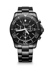 Men's Stainless Steel Maverick Chronograph Black Edition Bracelet Watch