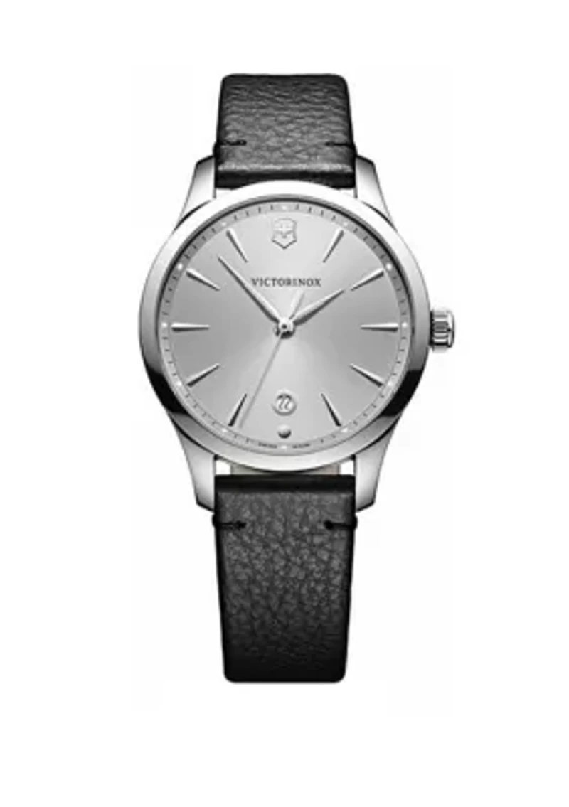 Stainless Steel Leather Strap Watch
