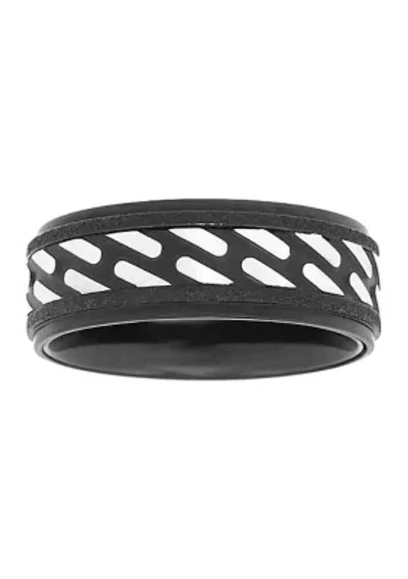 Stainless Steel Ring with Black Ion Plating