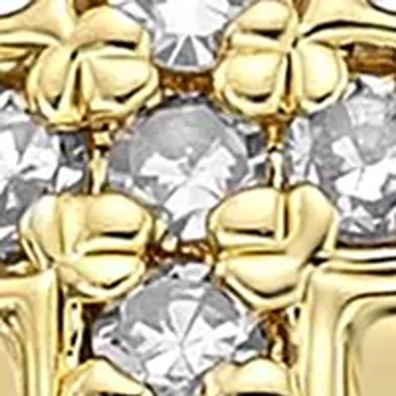 1/8 ct. t.w. Diamond Sideways Cross Open Shank Ring Sterling Silver with 14K Yellow Gold Plate
