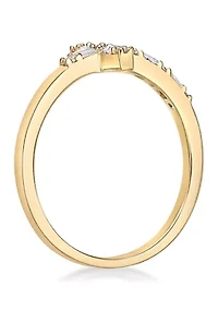 1/8 ct. t.w. Diamond Sideways Cros Ring Sterling Silver with 14K Yellow Gold Plate