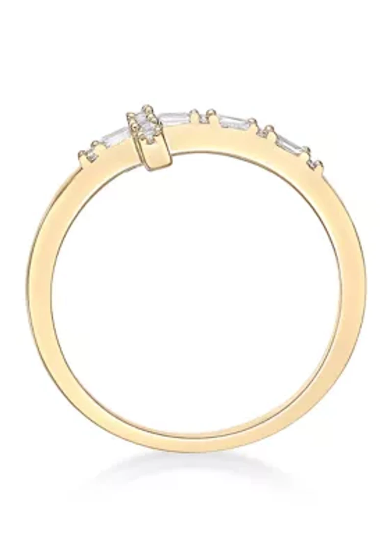 1/8 ct. t.w. Diamond Sideways Cros Ring Sterling Silver with 14K Yellow Gold Plate