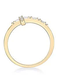 1/8 ct. t.w. Diamond Sideways Cros Ring Sterling Silver with 14K Yellow Gold Plate