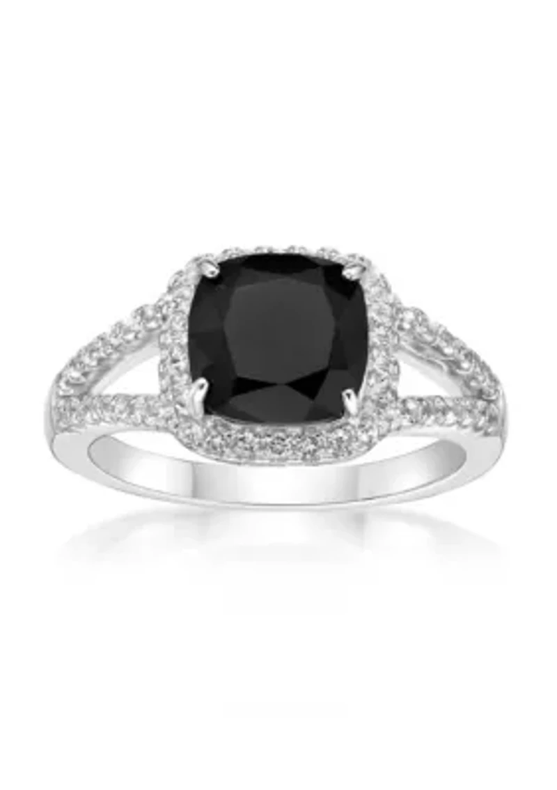 1.95 ct. t.w. Black Onyx and 1/2 White Topaz Ring Sterling Silver