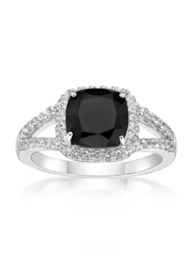 1.95 ct. t.w. Black Onyx and 1/2 White Topaz Ring Sterling Silver