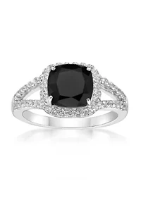1.95 ct. t.w. Black Onyx and 1/2 White Topaz Ring Sterling Silver