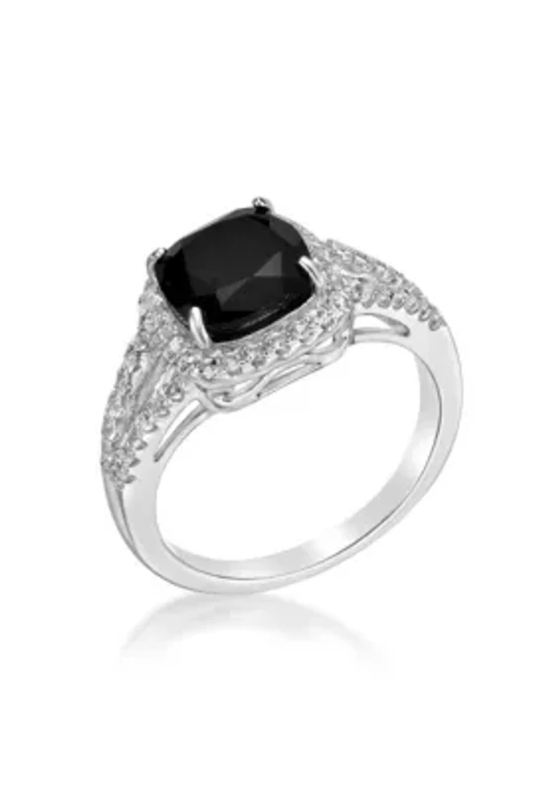 1.95 ct. t.w. Black Onyx and 1/2 White Topaz Ring Sterling Silver