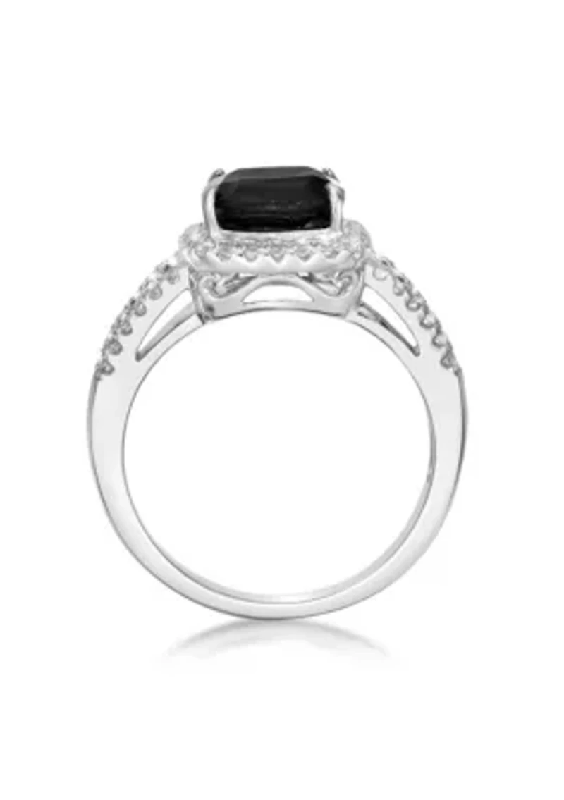 1.95 ct. t.w. Black Onyx and 1/2 White Topaz Ring Sterling Silver