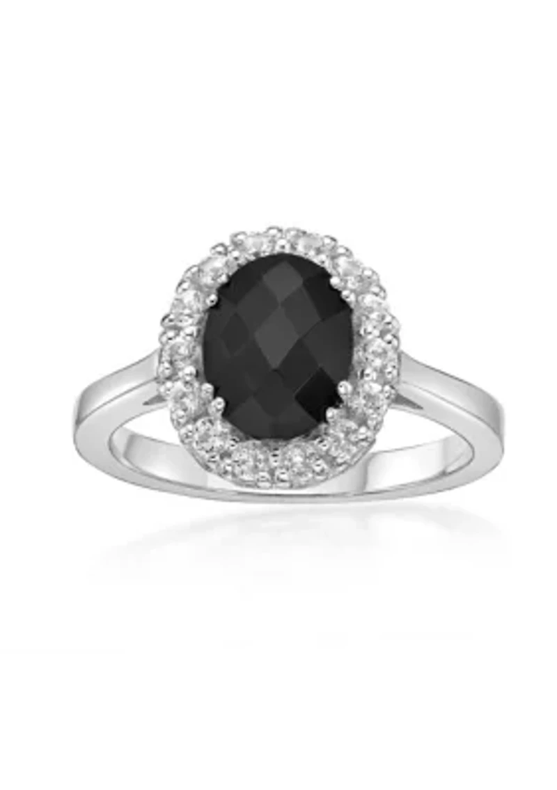 1.3 ct. t.w. Black Onyx and 3/4 Lab-Created White Sapphire Ring Sterling Silver