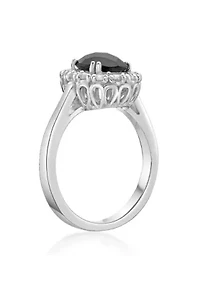 1.3 ct. t.w. Black Onyx and 3/4 Lab-Created White Sapphire Ring Sterling Silver