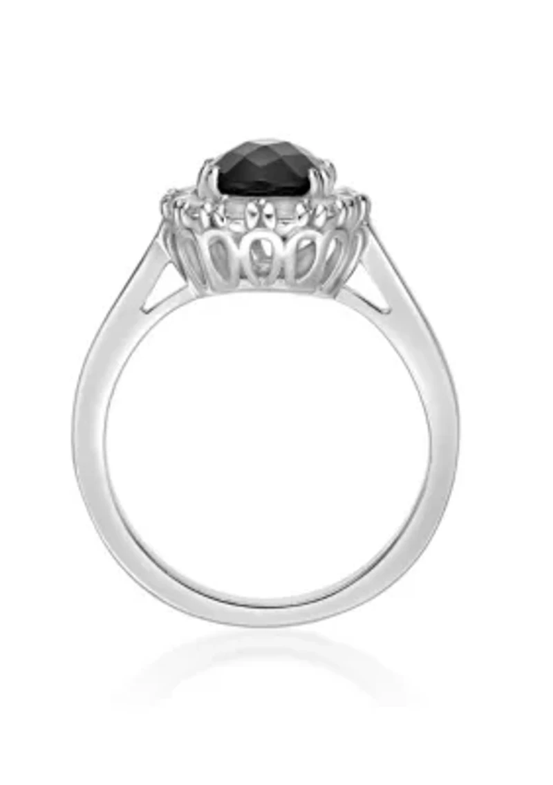 1.3 ct. t.w. Black Onyx and 3/4 Lab-Created White Sapphire Ring Sterling Silver