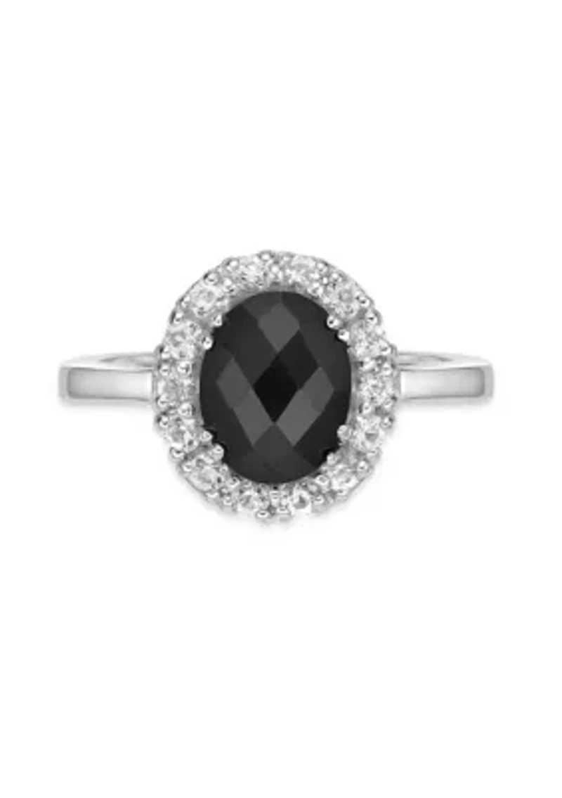 1.3 ct. t.w. Black Onyx and 3/4 Lab-Created White Sapphire Ring Sterling Silver