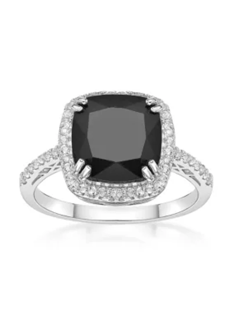 ct. t.w. Black Onyx and 1/ Lab-Created White Sapphire Ring Sterling Silver