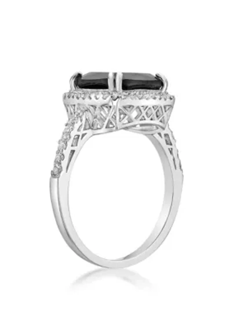 ct. t.w. Black Onyx and 1/ Lab-Created White Sapphire Ring Sterling Silver