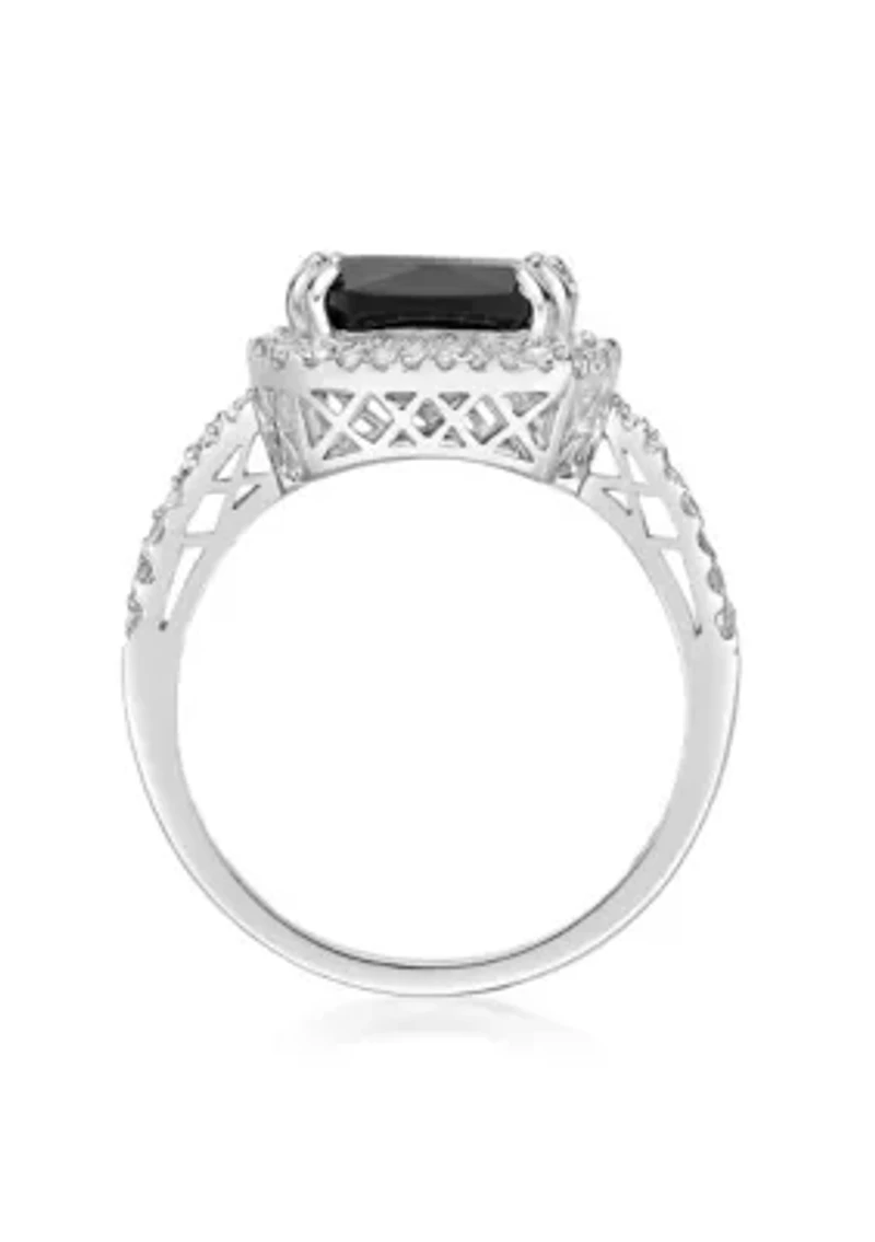 ct. t.w. Black Onyx and 1/ Lab-Created White Sapphire Ring Sterling Silver