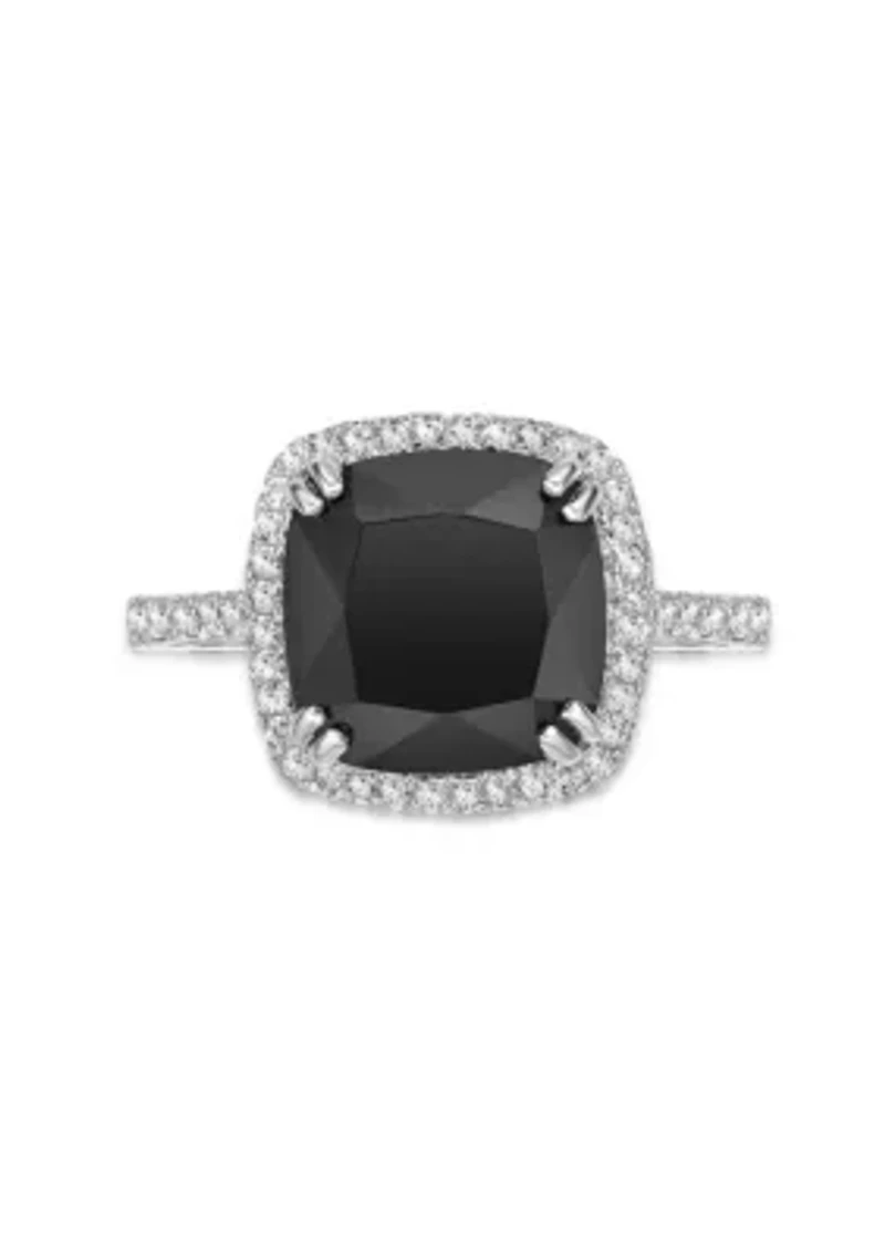 ct. t.w. Black Onyx and 1/ Lab-Created White Sapphire Ring Sterling Silver