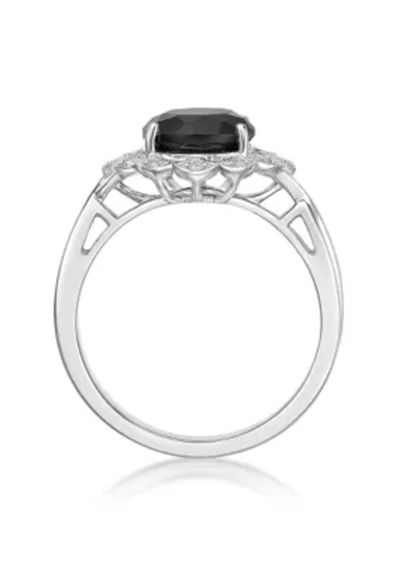 ct. t.w. Black Onyx and 1/ White Topaz Ring Sterling Silver