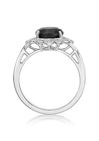 ct. t.w. Black Onyx and 1/ White Topaz Ring Sterling Silver