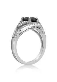 95 ct. t.w. Black Onyx and / White Topaz Ring Sterling Silver
